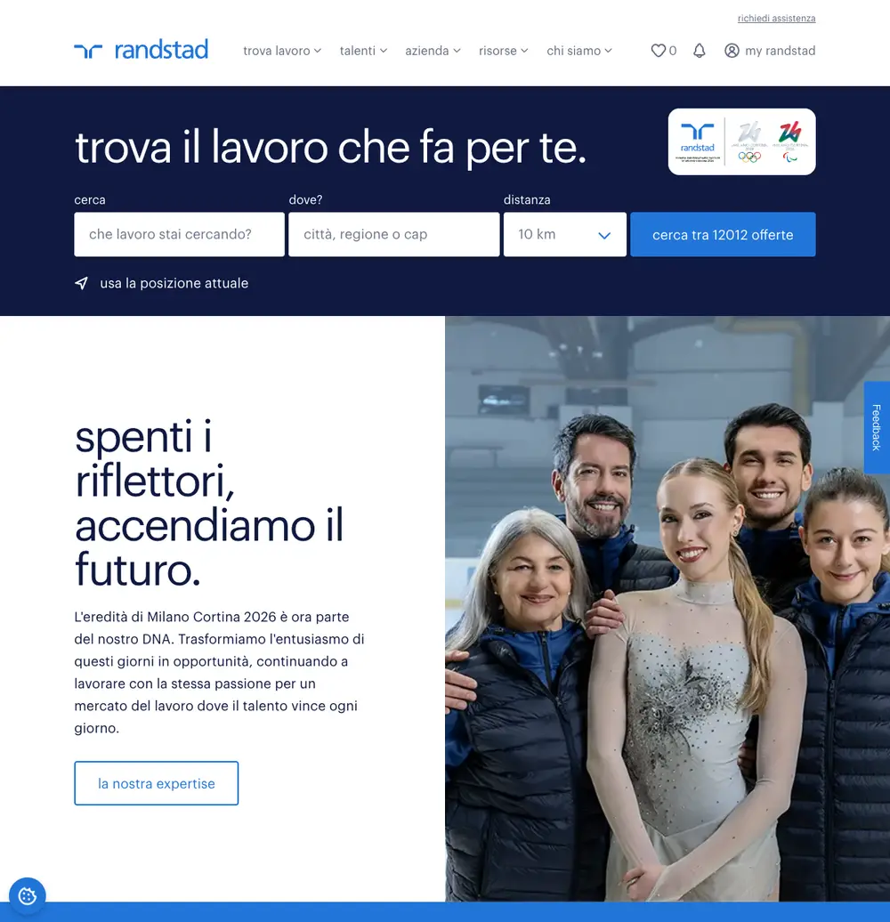 Randstad Italia job board platform screenshot showing job search interface