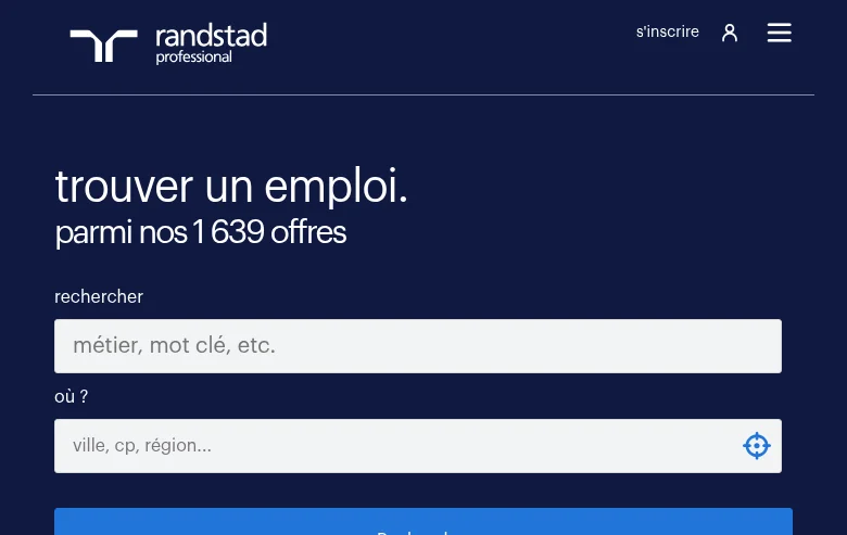 Randstad Professional screenshot Randstad Professional job board platform screenshot showing job search interface