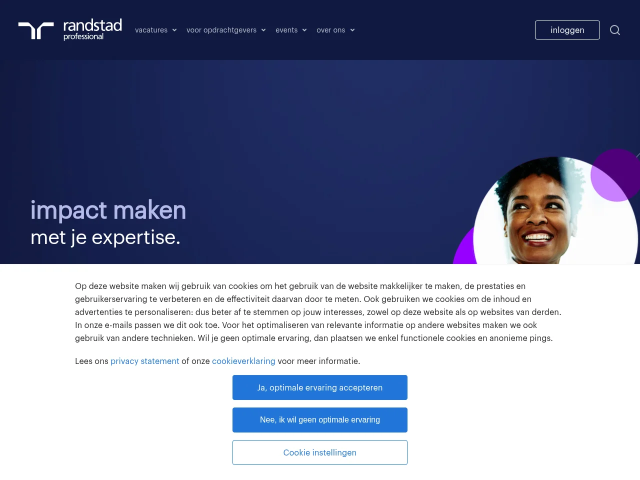 Randstad Professional screenshot Randstad Professional job board platform screenshot showing job search interface