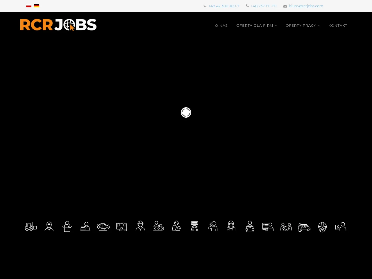 RCR Jobs job board platform screenshot showing job search interface