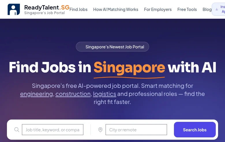 ReadyTalent.SG screenshot ReadyTalent.SG job board platform screenshot showing job search interface