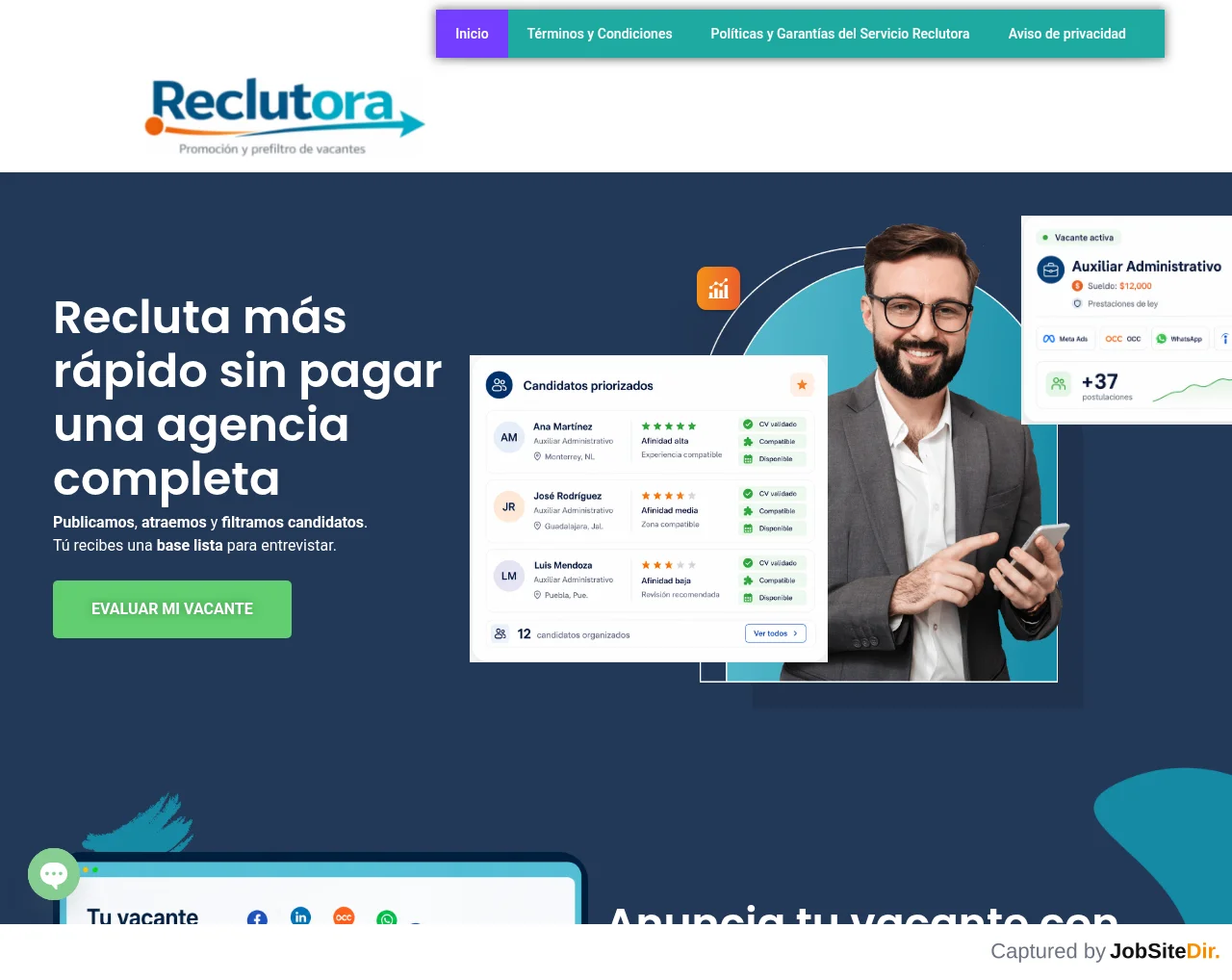 Reclutora screenshot Reclutora website screenshot