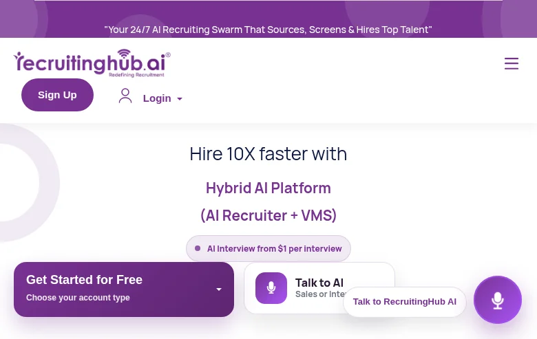 RecruitingHub job board platform screenshot showing job search interface