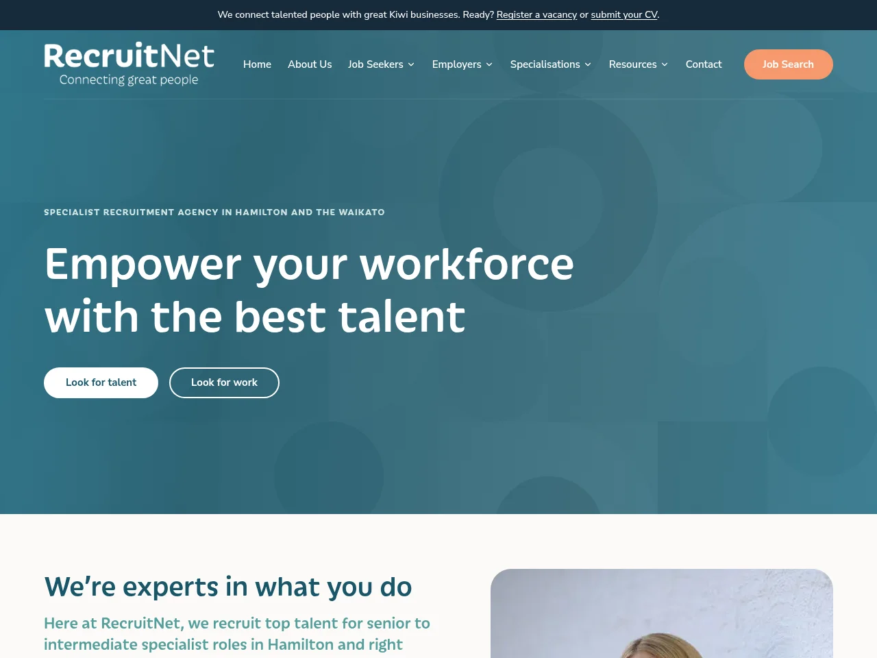 RecruitNet website screenshot