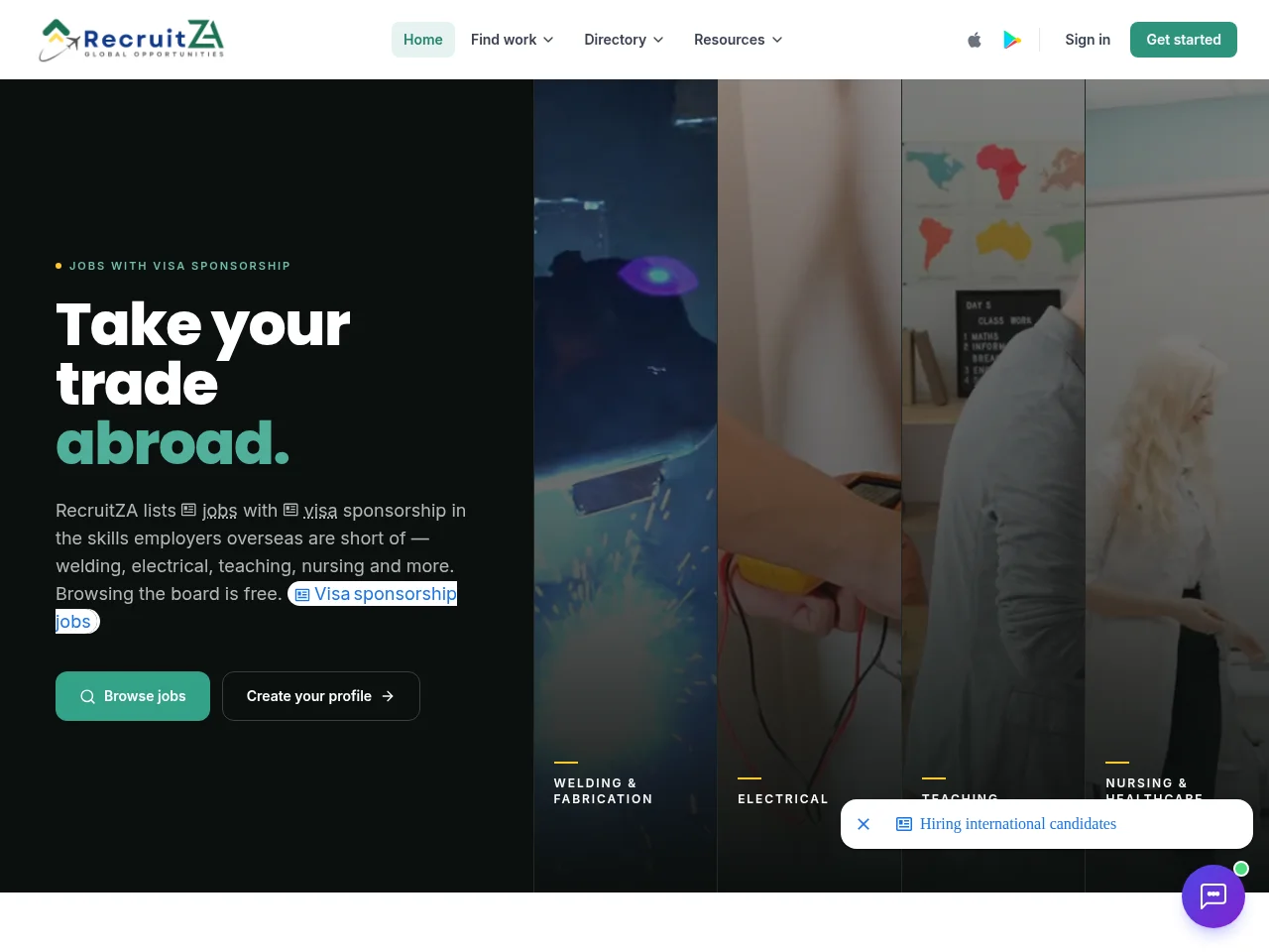RecruitZA & HOP2OZ screenshot RecruitZA & HOP2OZ website screenshot