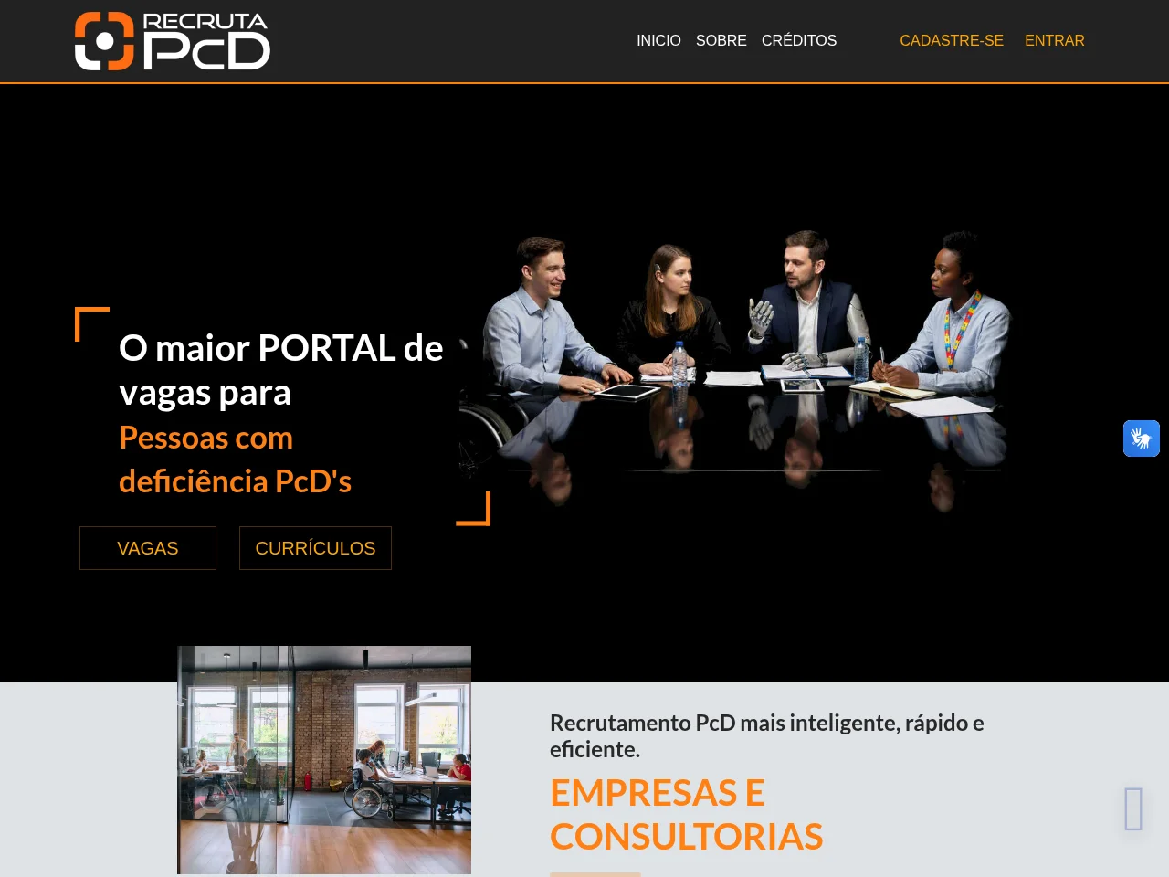 RecrutaPcD website screenshot