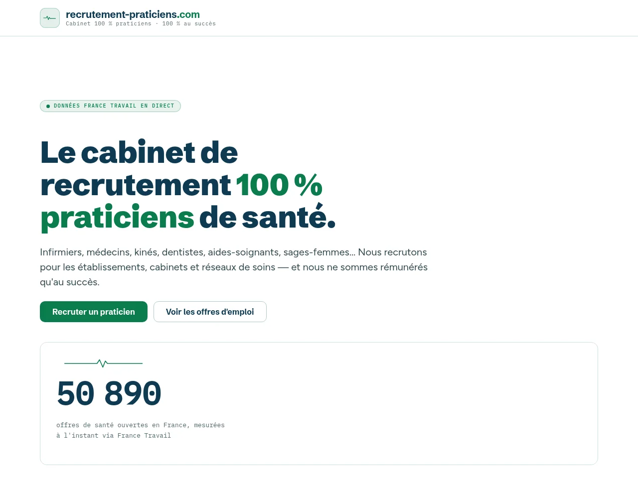 Recrutement Praticiens screenshot Recrutement Praticiens job board platform screenshot showing job search interface