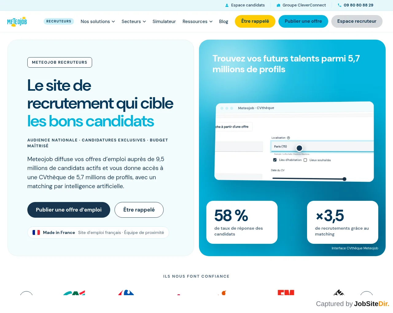 Meteojob Recruteurs website screenshot