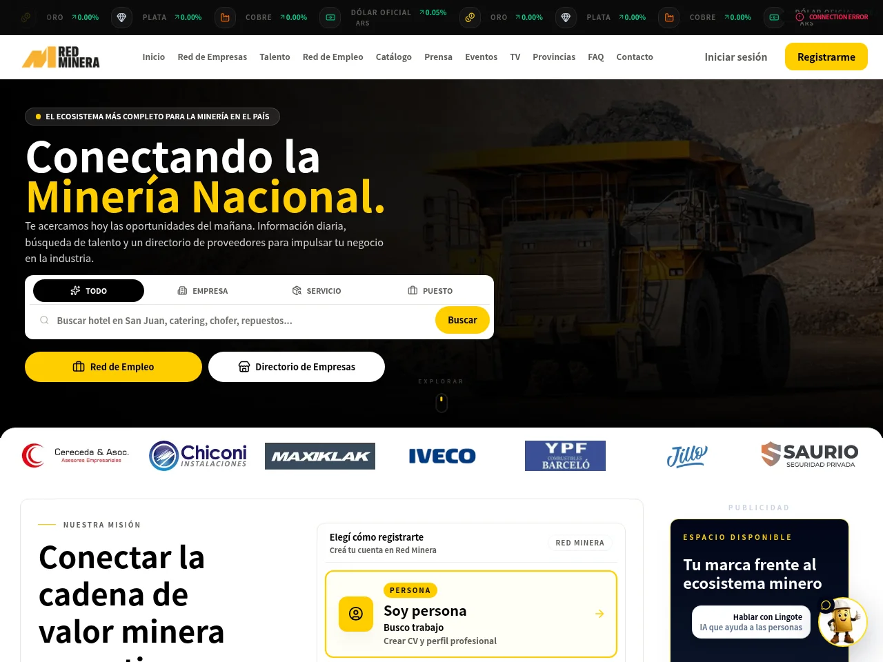 Red Minera Nacional screenshot Red Minera Nacional job board platform screenshot showing job search interface