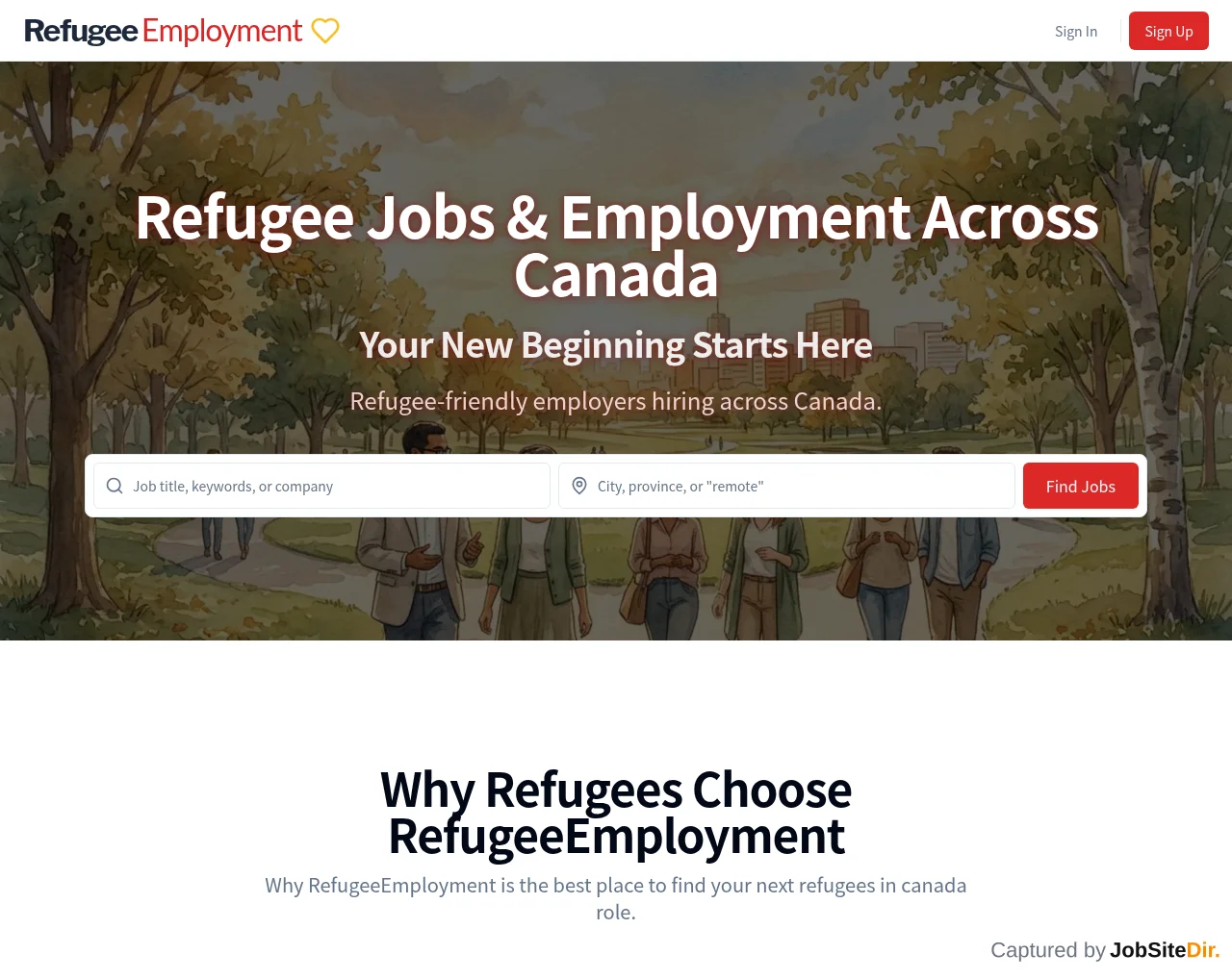 RefugeeEmployment website screenshot