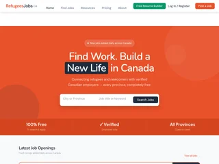 RefugeesJobs.ca platform preview