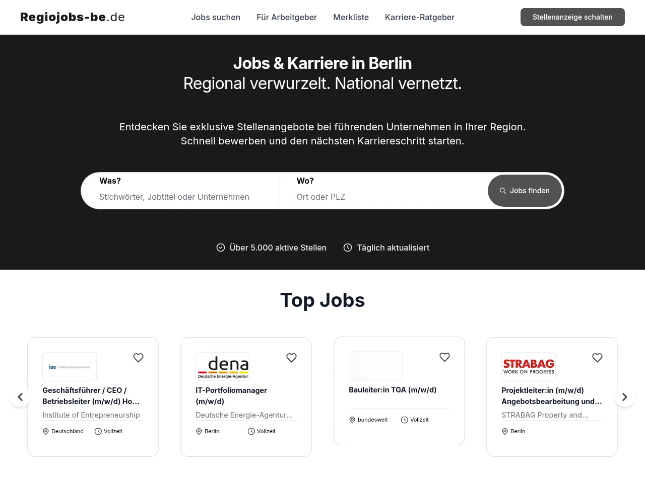 Regiojobs-be job board platform screenshot showing job search interface