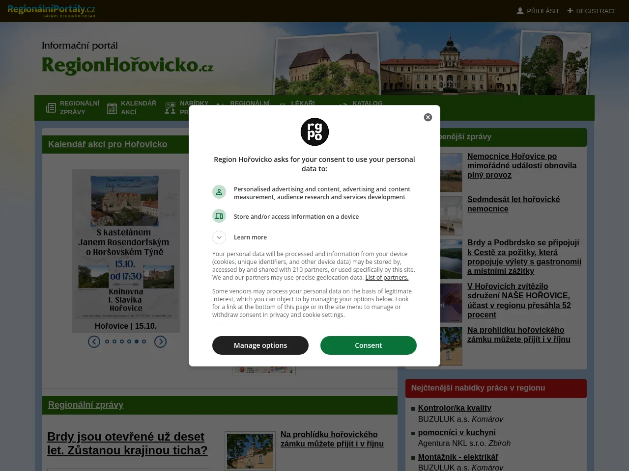 RegionHořovicko.cz screenshot RegionHořovicko.cz website screenshot