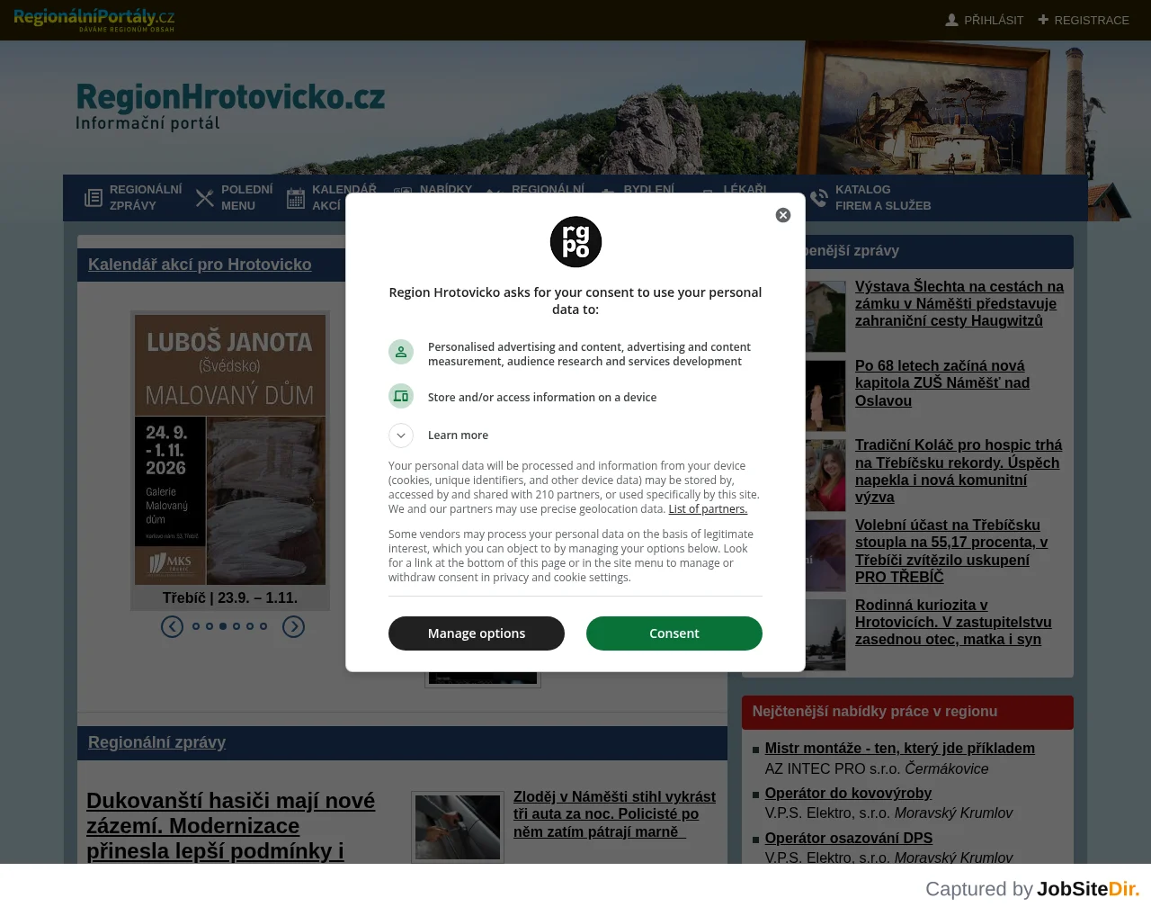 RegionHrotovicko.cz website screenshot