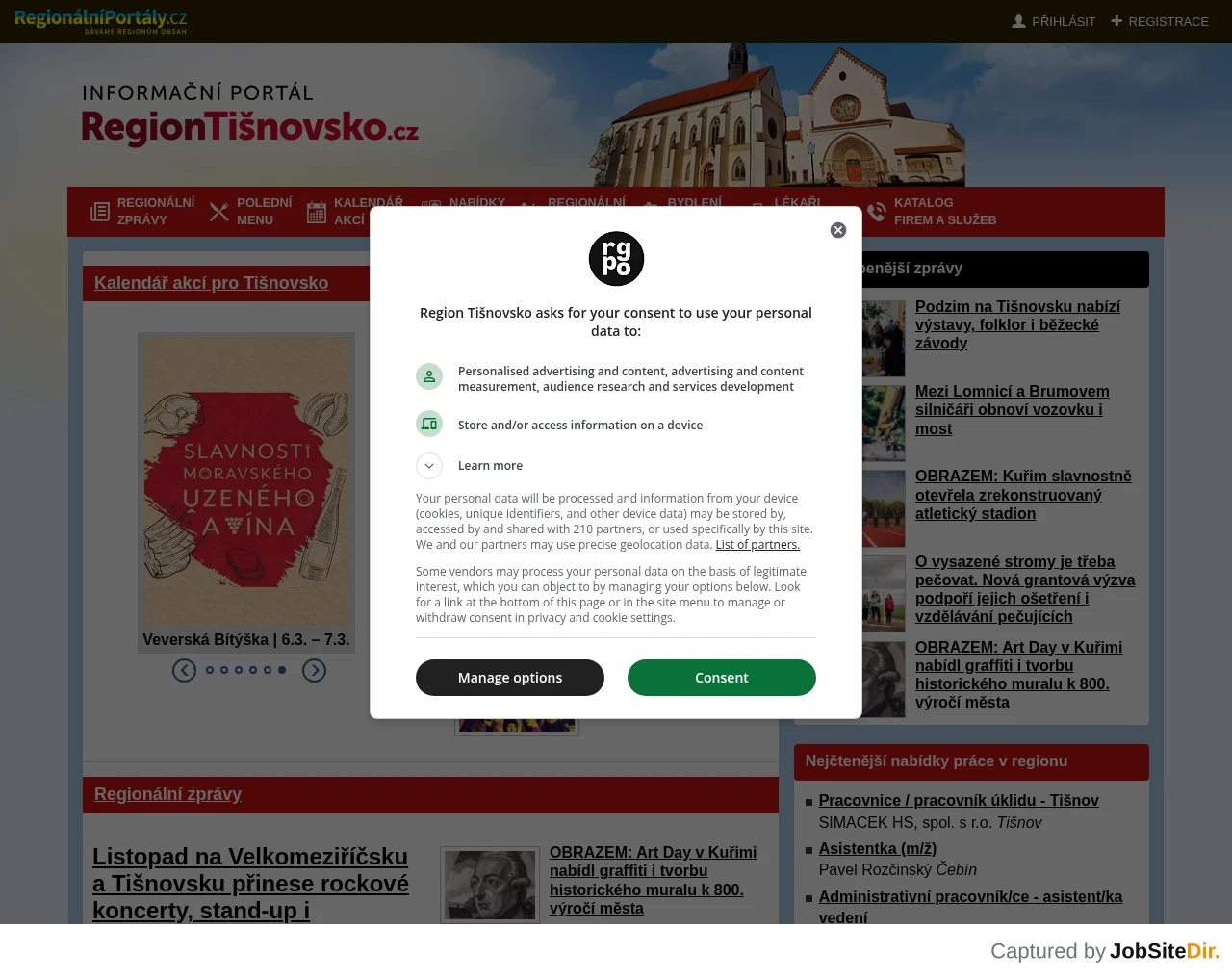 RegionTišnovsko.cz website screenshot