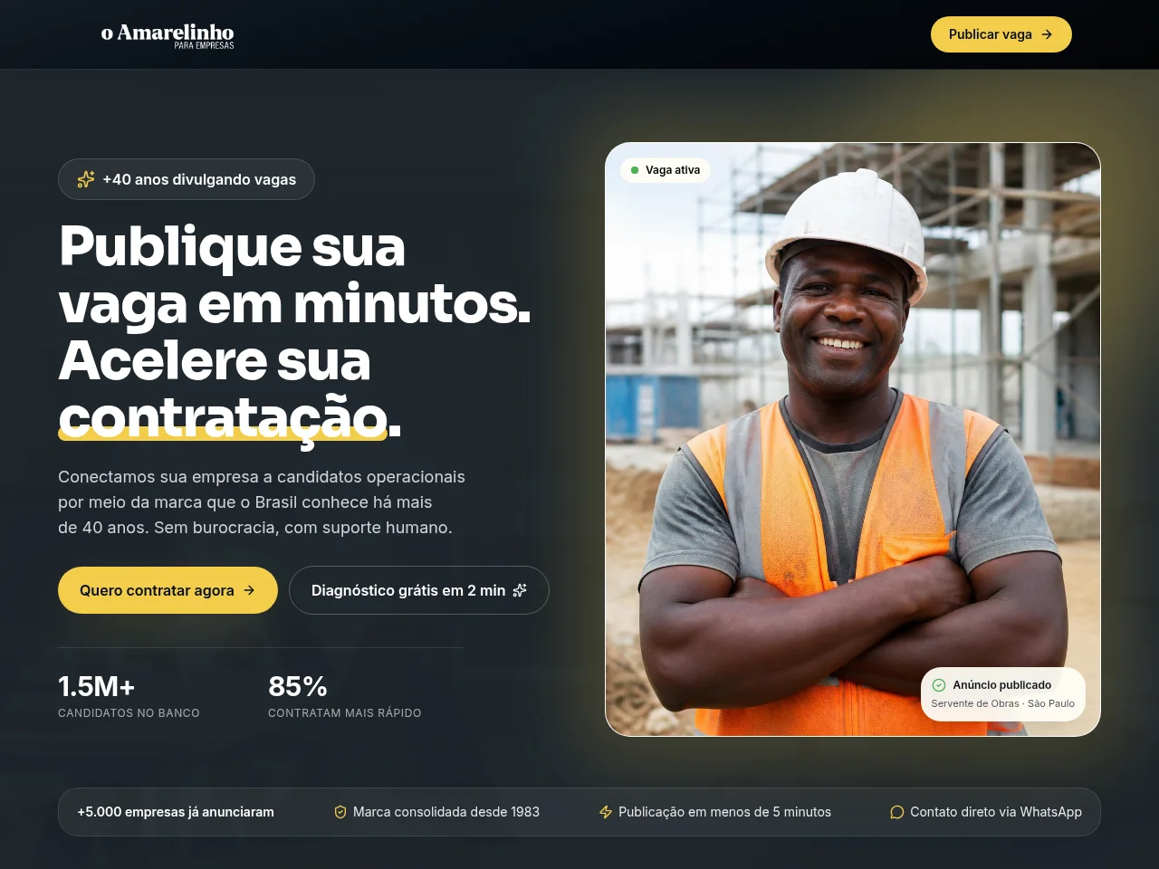 O Amarelinho para Empresas screenshot O Amarelinho para Empresas job board platform screenshot showing job search interface