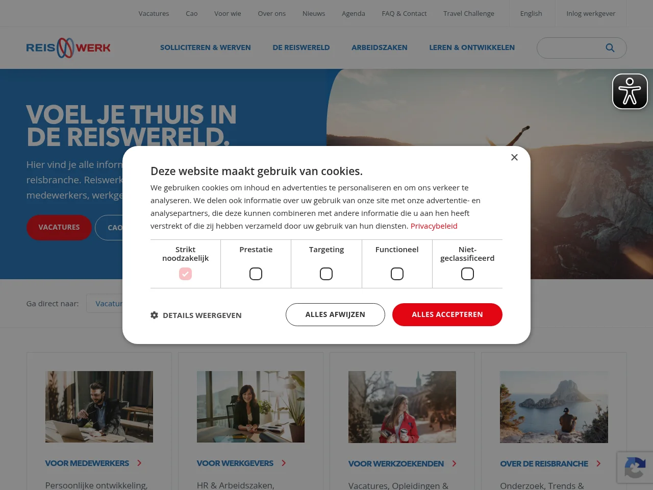 Reiswerk job board platform screenshot showing job search interface