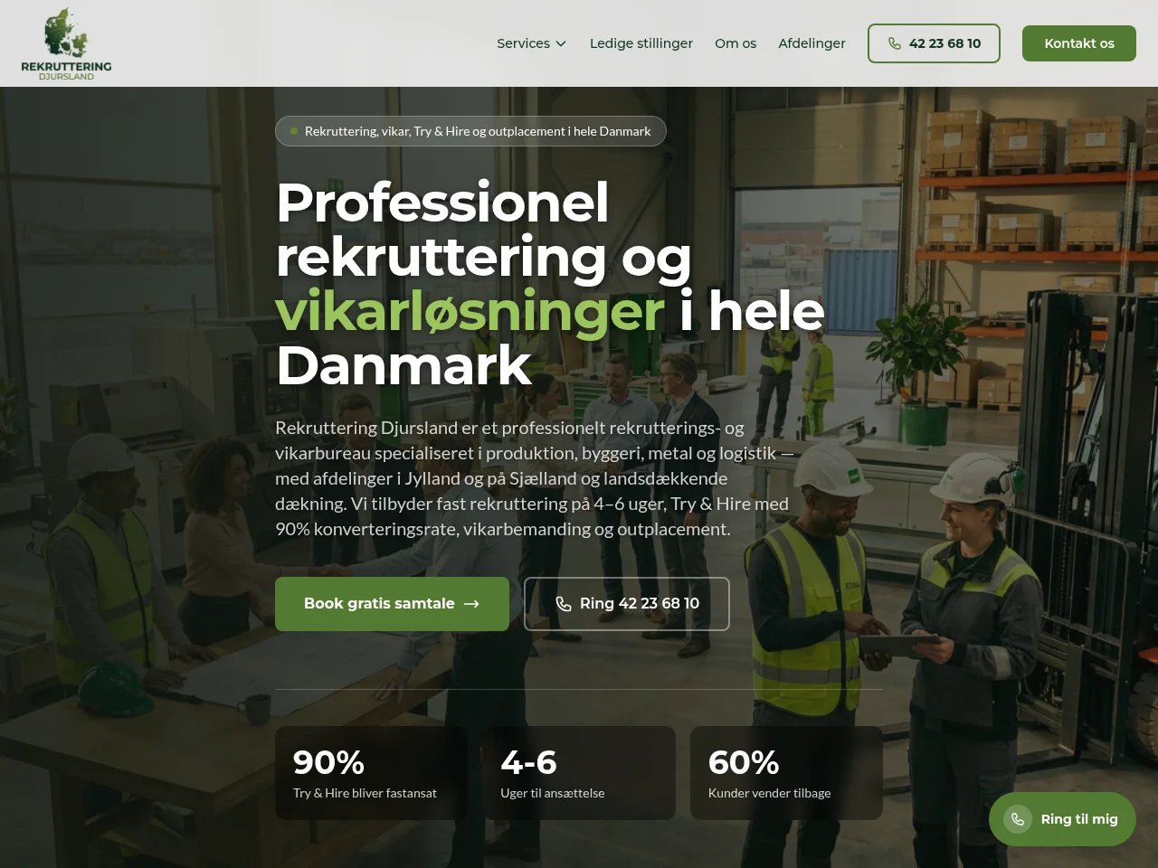 Rekruttering Djursland website screenshot
