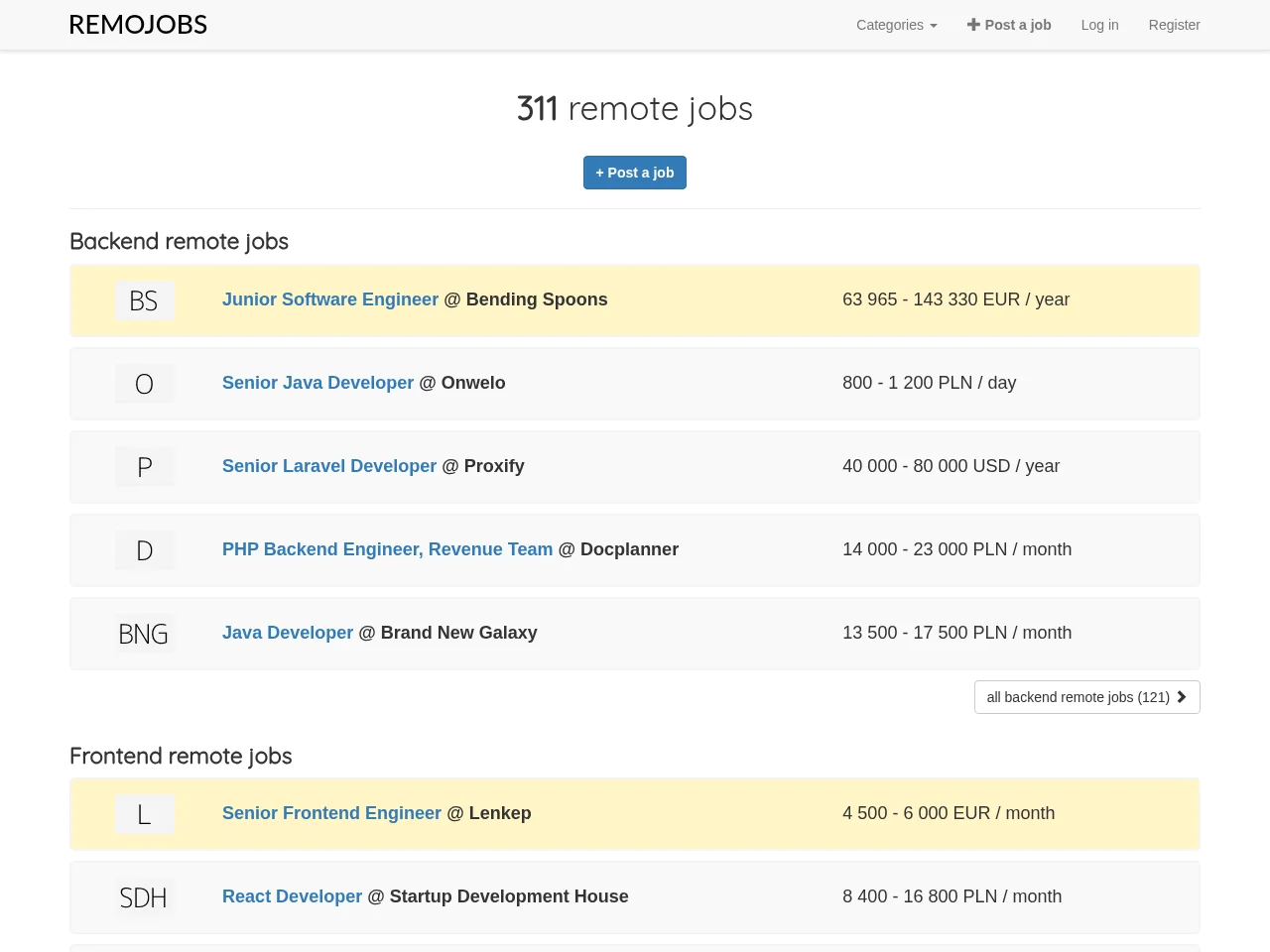 REMOJOBS screenshot REMOJOBS job board platform screenshot showing job search interface