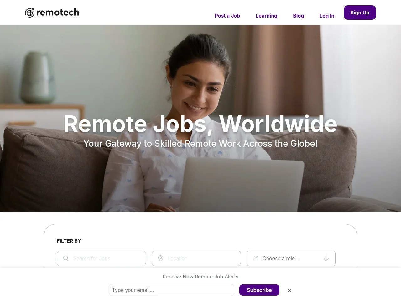 Remotech job board platform screenshot showing job search interface