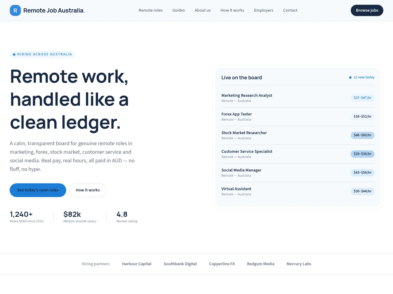 Remote Job Australia job board platform screenshot showing job search interface