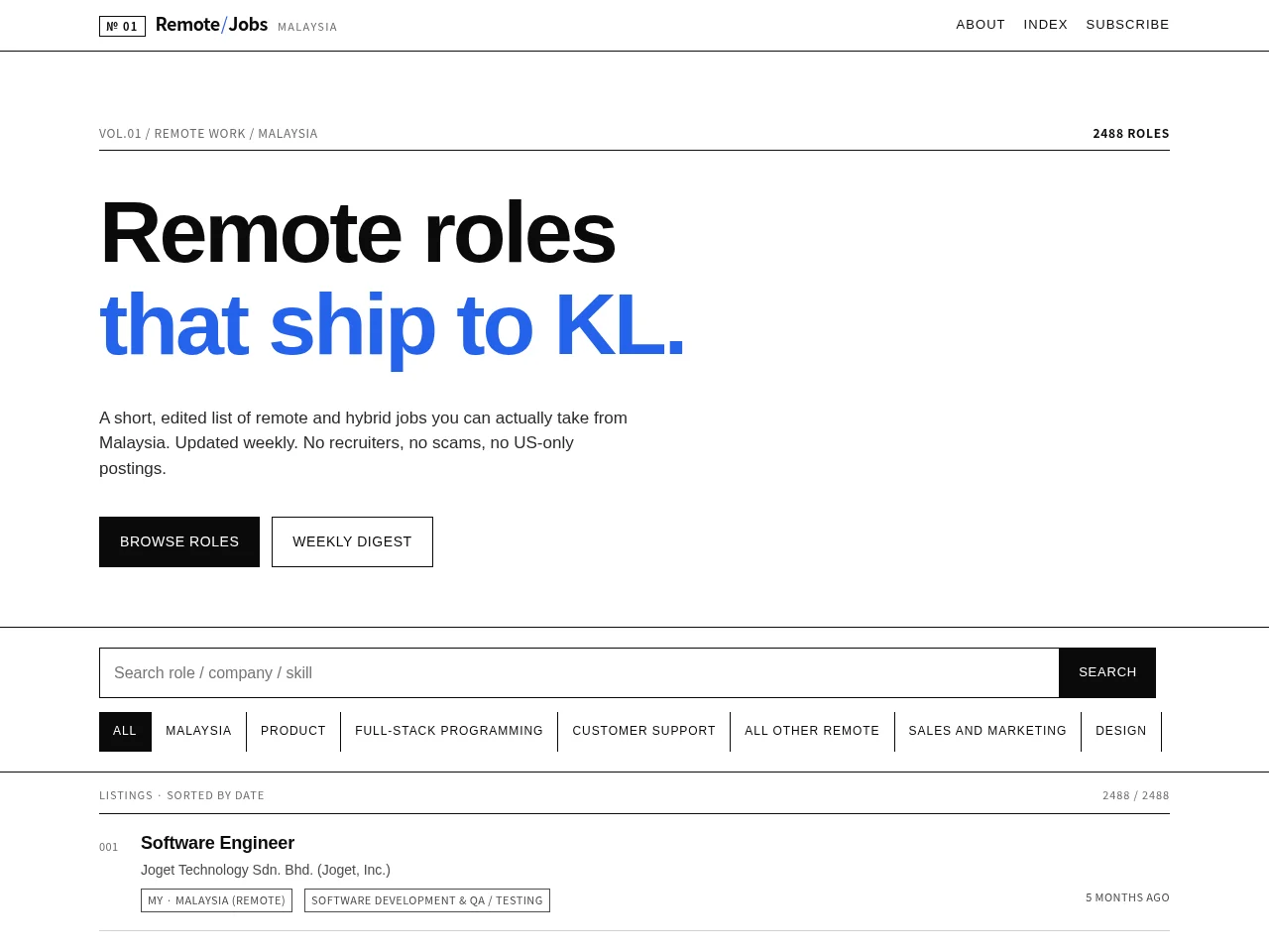RemoteJobs.com.my screenshot RemoteJobs.com.my job board platform screenshot showing job search interface