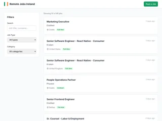 Remote Jobs Ireland platform preview Remote Jobs Ireland platform preview