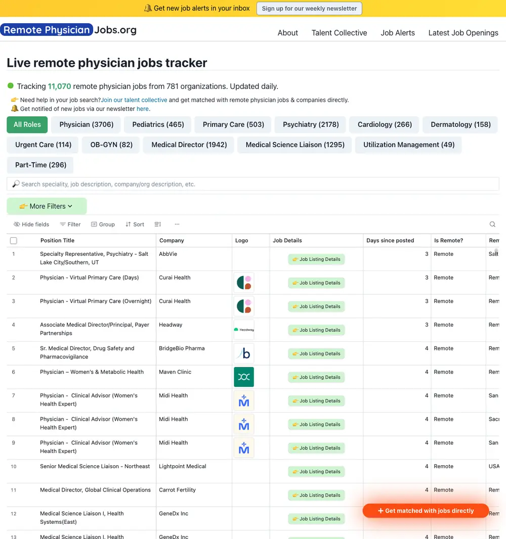 RemotePhysicianJobs.org screenshot RemotePhysicianJobs.org job board platform screenshot showing job search interface
