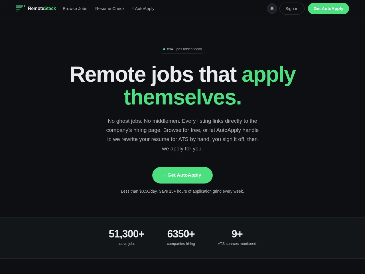 RemoteStack screenshot RemoteStack job board platform screenshot showing job search interface