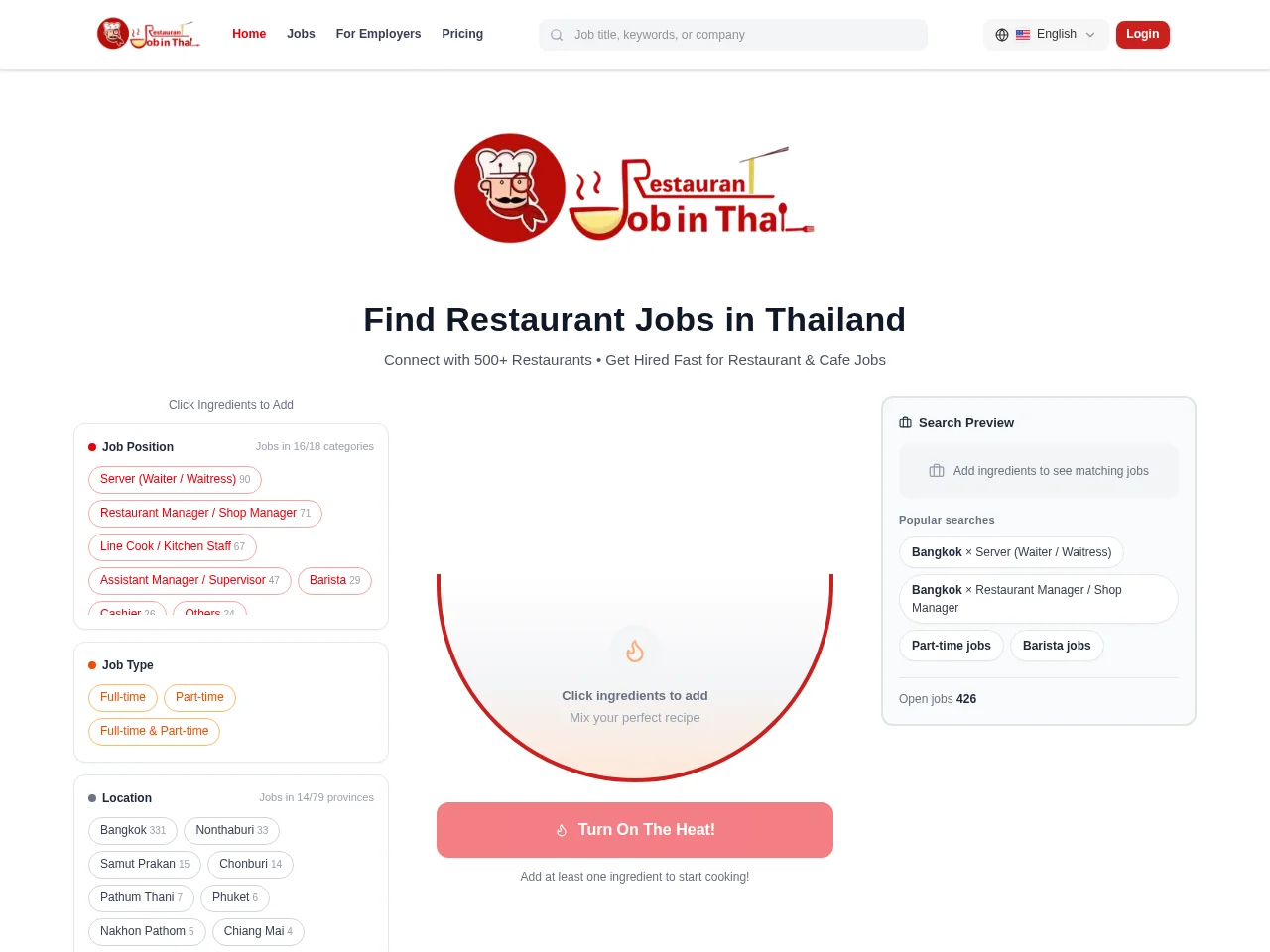 RestaurantJobInThai screenshot RestaurantJobInThai job board platform screenshot showing job search interface