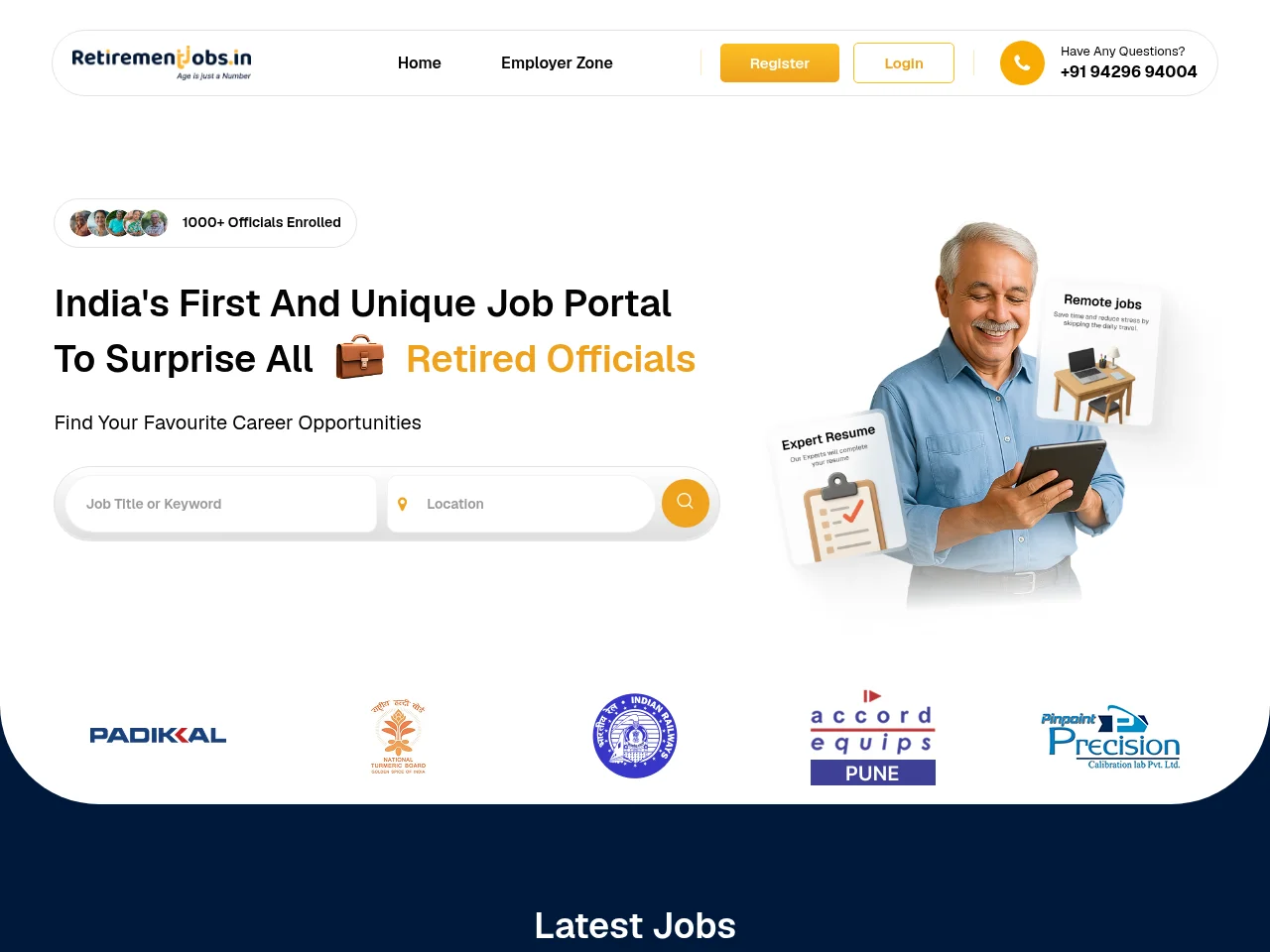Retirement Jobs screenshot Retirement Jobs job board platform screenshot showing job search interface