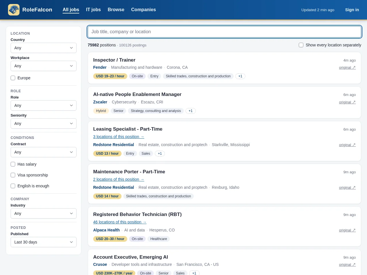 RoleFalcon screenshot RoleFalcon website screenshot