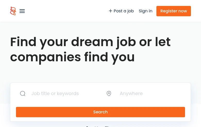 Rooster job board platform screenshot showing job search interface