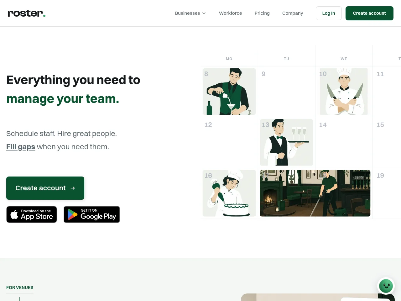 roster screenshot roster job board platform screenshot showing job search interface