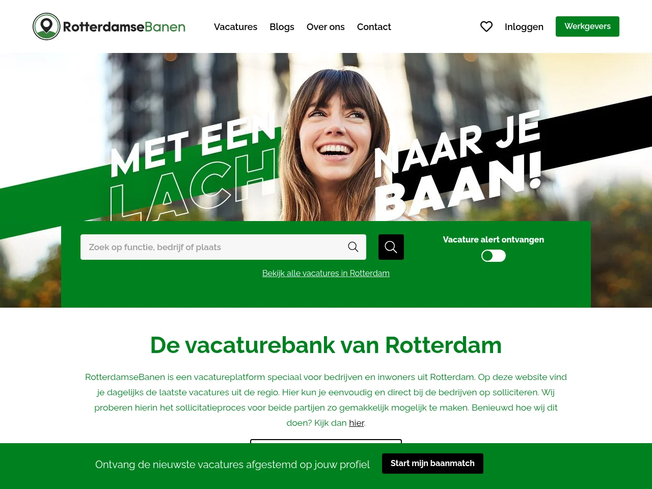 RotterdamseBanen job board platform screenshot showing job search interface