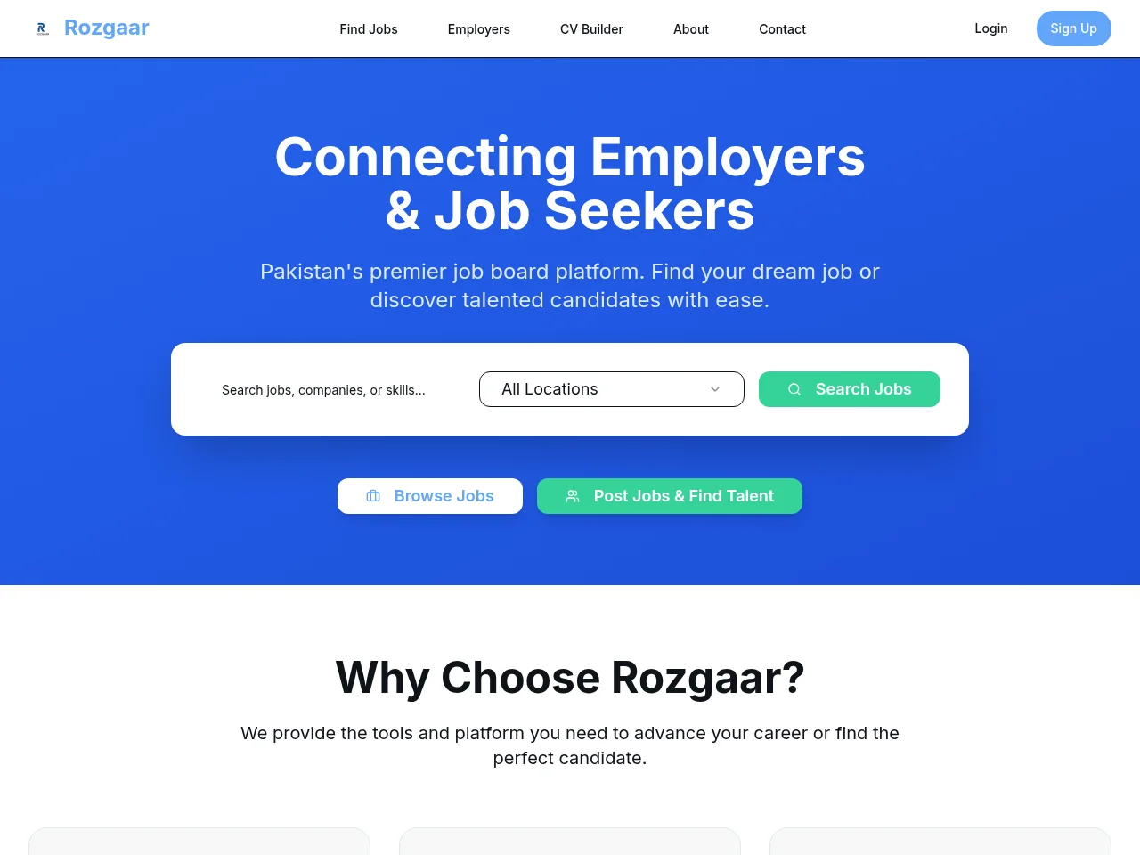 Rozgaar screenshot Rozgaar job board platform screenshot showing job search interface