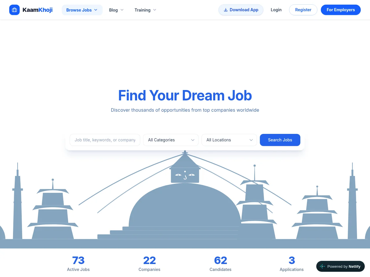 KaamKhoji screenshot KaamKhoji job board platform screenshot showing job search interface