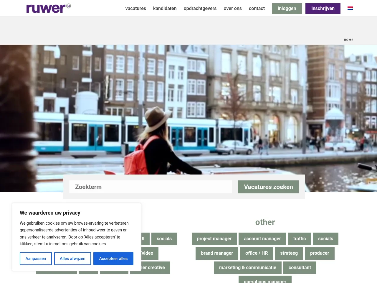 Ruwer job board platform screenshot showing job search interface