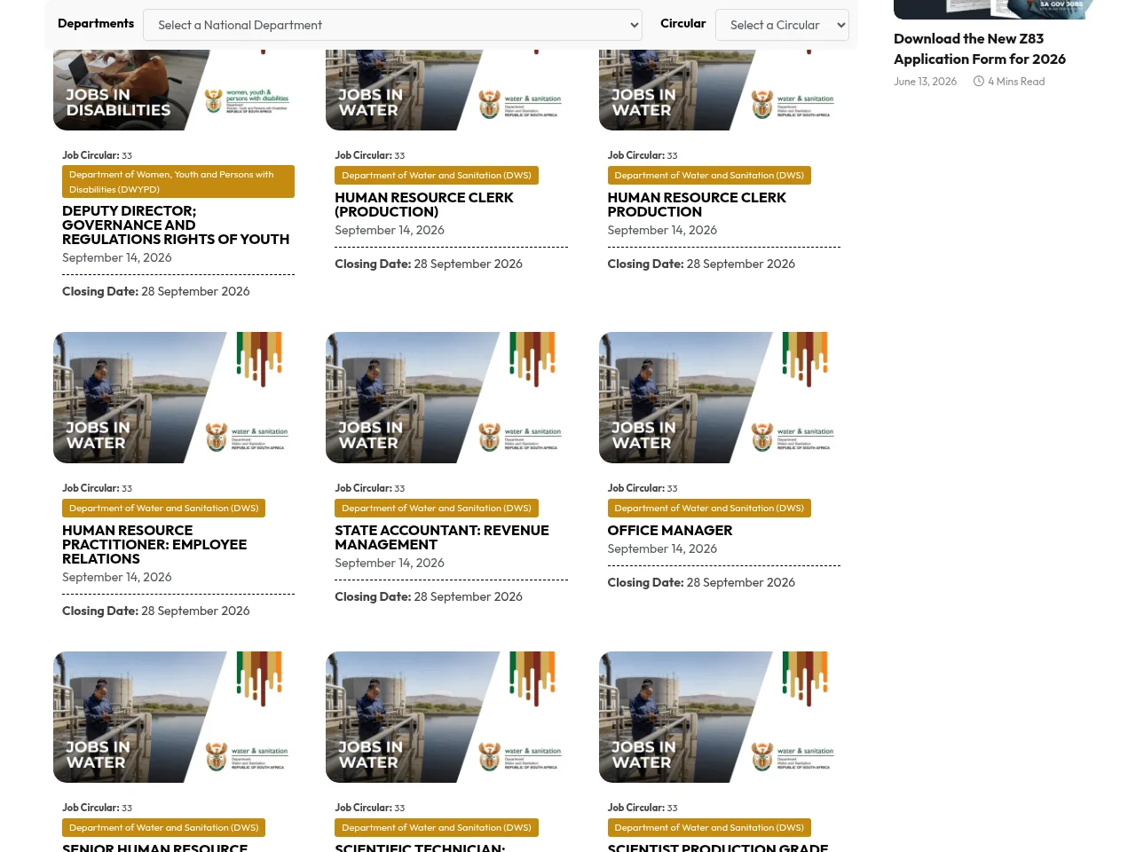 SA Gov Jobs screenshot SA Gov Jobs job board platform screenshot showing job search interface