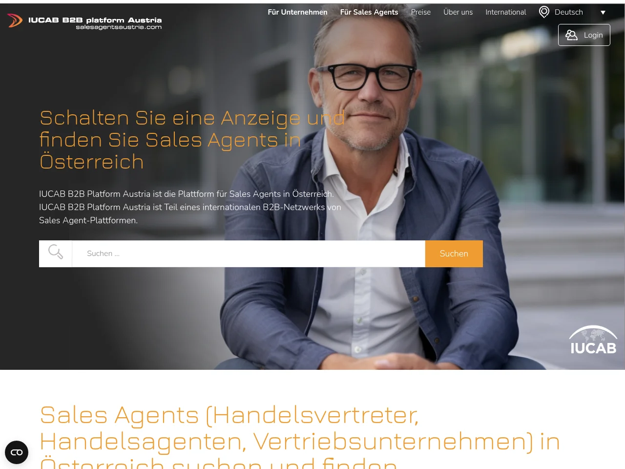 IUCAB B2B Platform Austria website screenshot