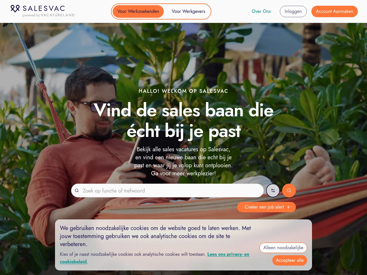 Salesvac job board platform screenshot showing job search interface