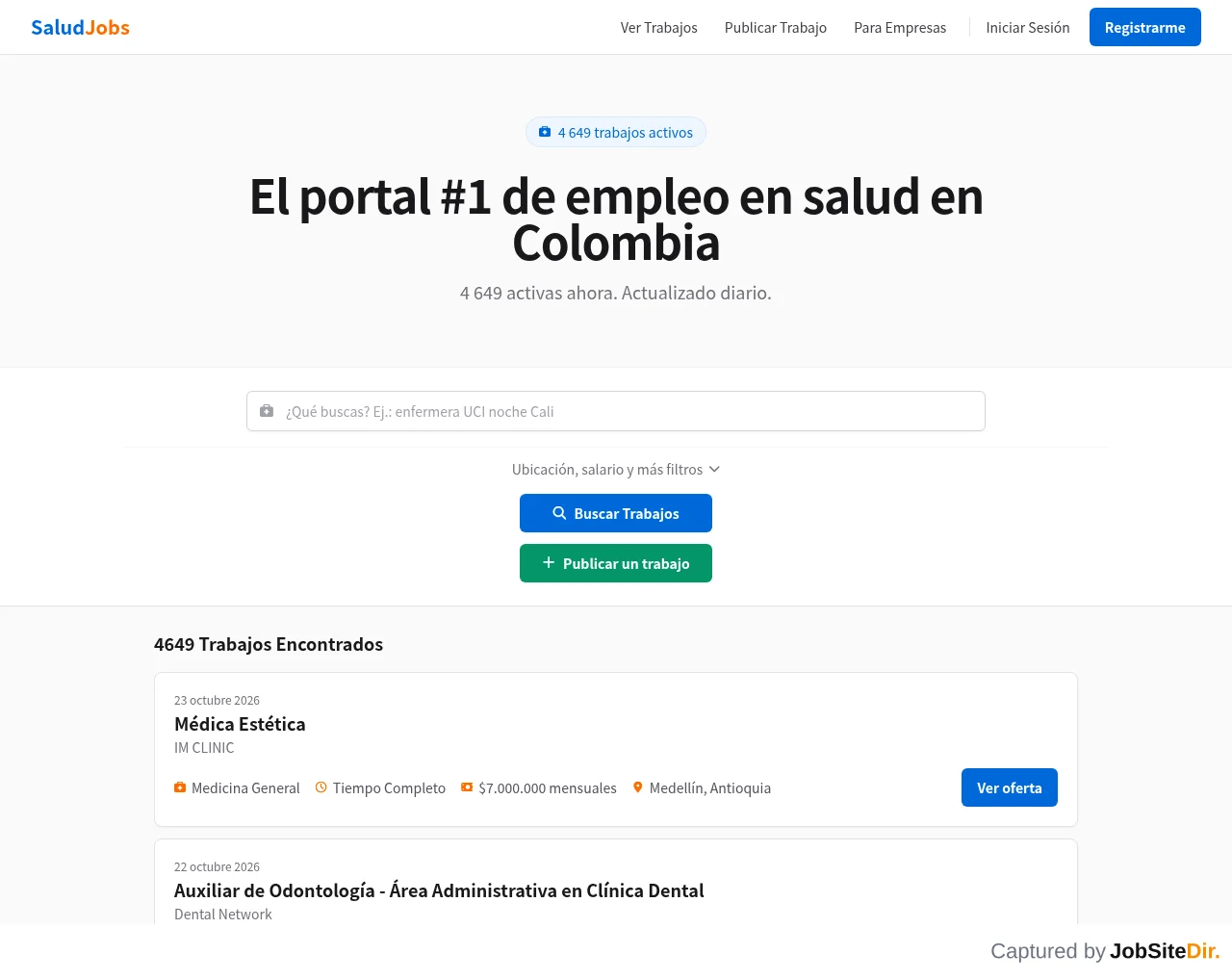 SaludJobs screenshot SaludJobs website screenshot