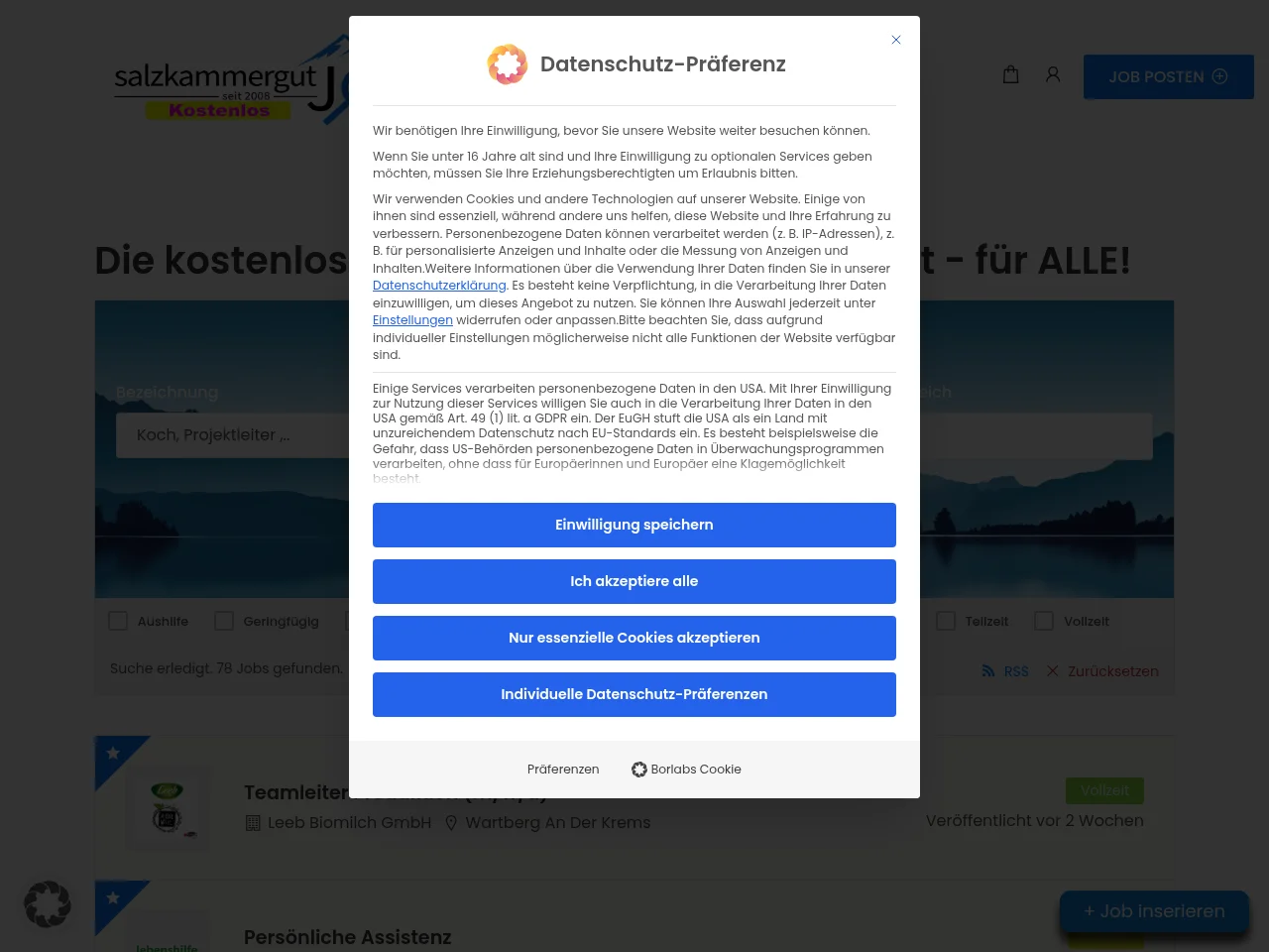 Salzkammergut Jobs screenshot Salzkammergut Jobs job board platform screenshot showing job search interface