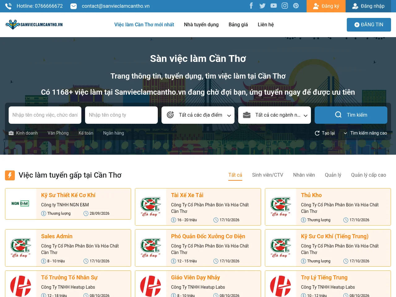 Sàn Việc Làm Cần Thơ screenshot Sàn Việc Làm Cần Thơ job board platform screenshot showing job search interface