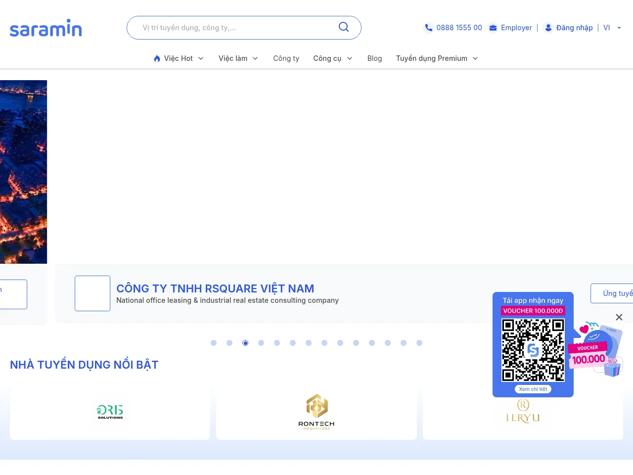 Saramin Vietnam screenshot Saramin Vietnam job board platform screenshot showing job search interface