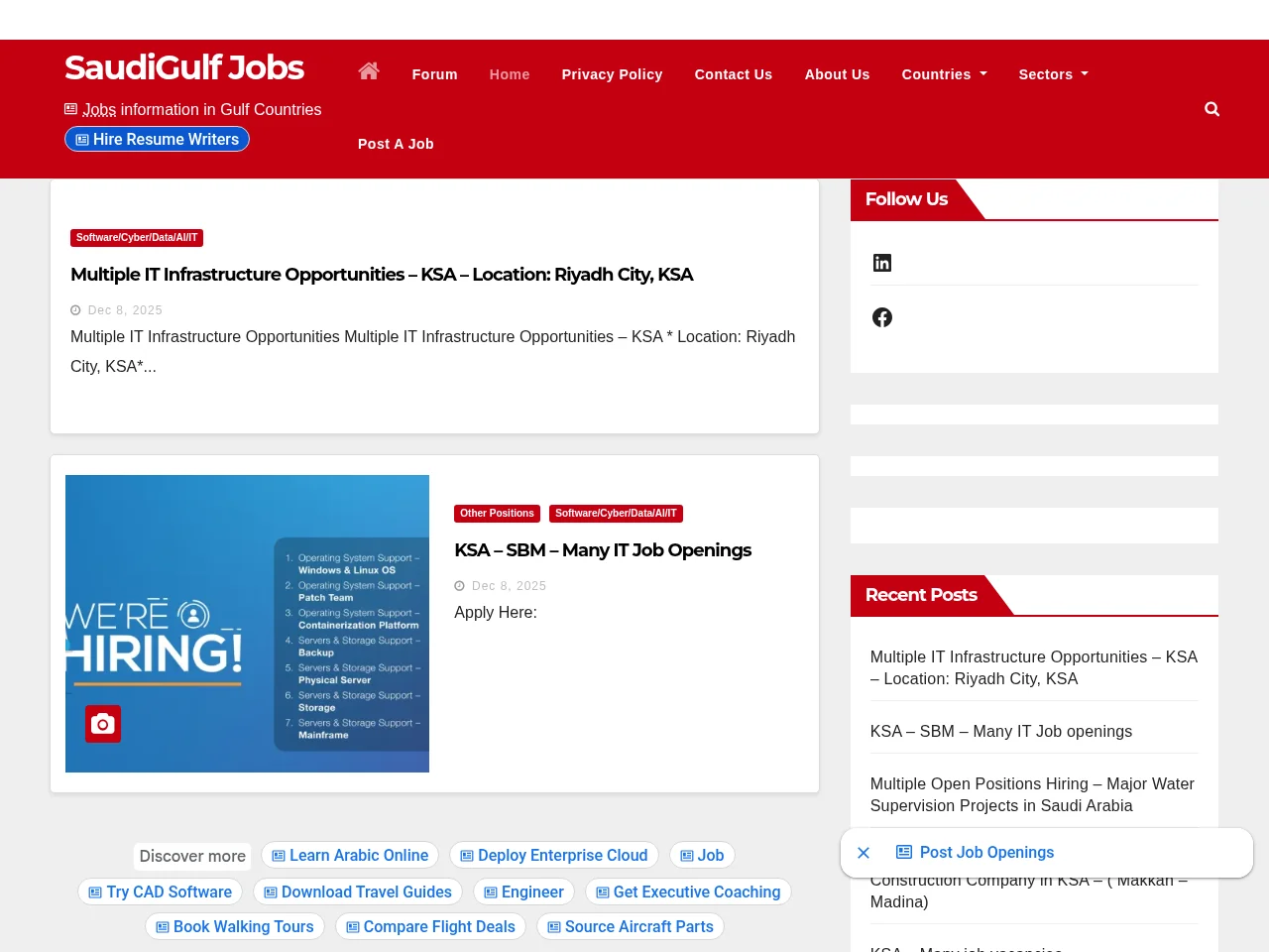 SaudiGulf Jobs screenshot SaudiGulf Jobs job board platform screenshot showing job search interface
