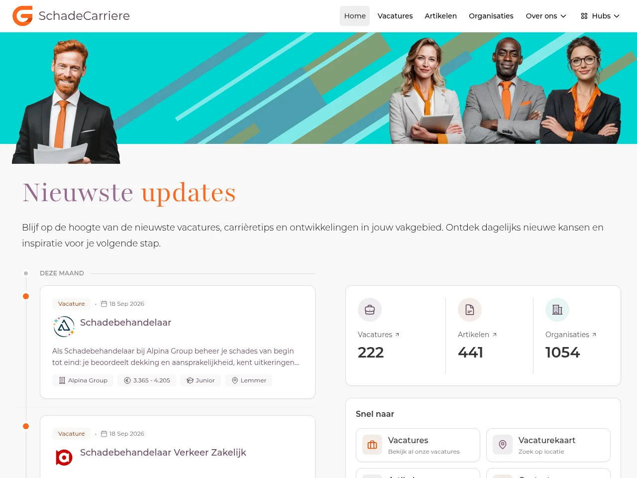 SchadeCarrière screenshot SchadeCarrière job board platform screenshot showing job search interface