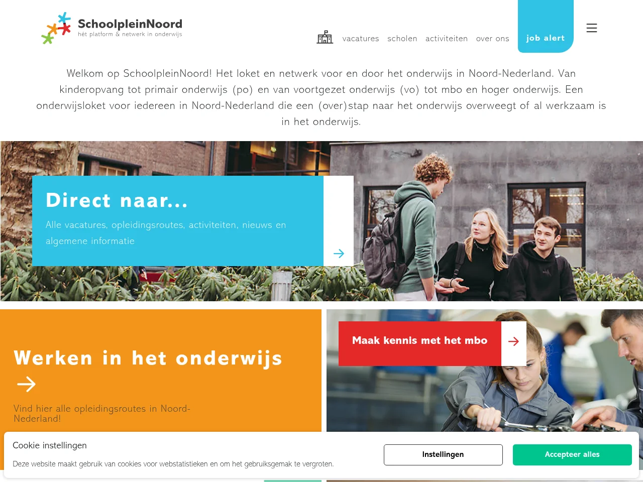 SchoolpleinNoord job board platform screenshot showing job search interface