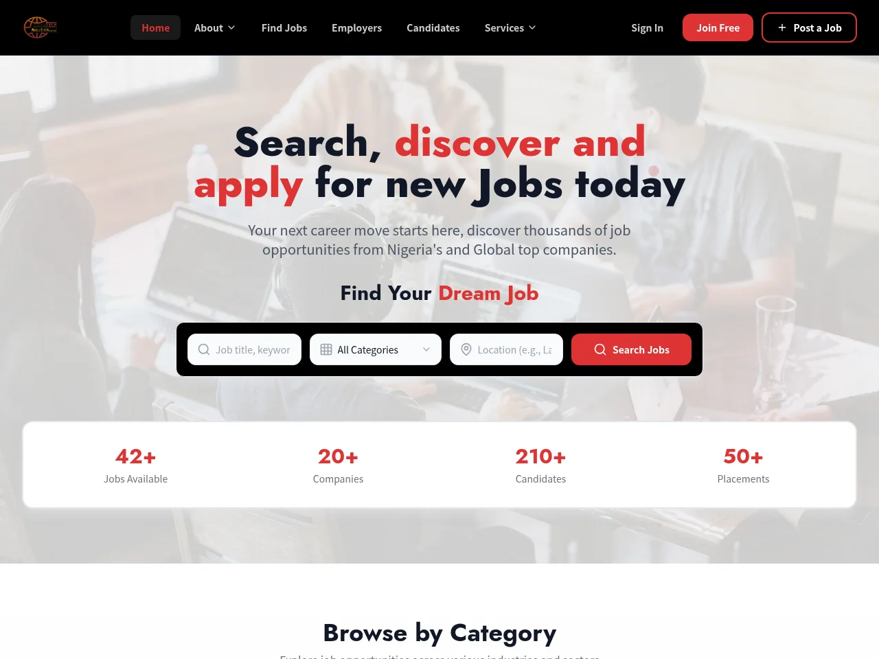 Seditechjobs website screenshot