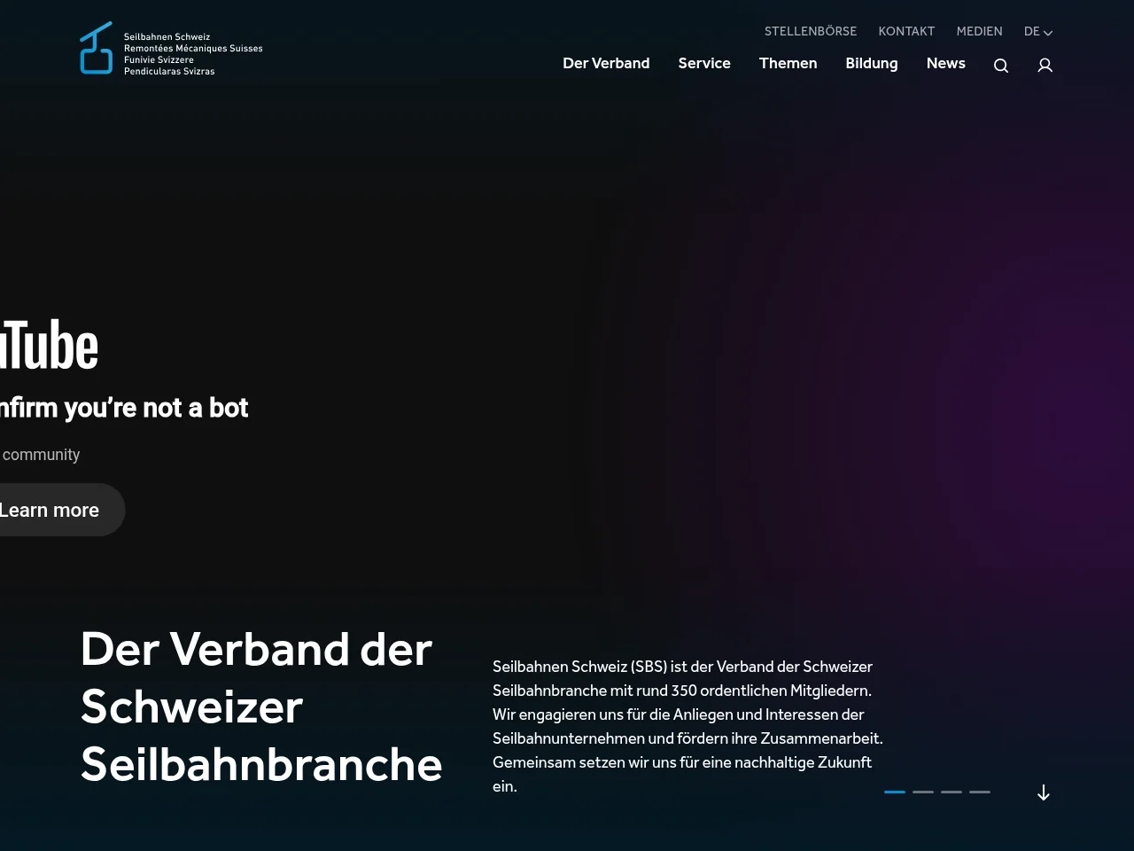 Seilbahnen Schweiz website screenshot